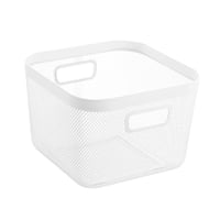 سلّة تخزين شبكية كبيرة بمقبض، مقاس 28 سم-ابيض