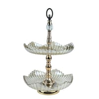 حامل تقديم زجاجي دورين بتفاصيل ذهبية فاخرة