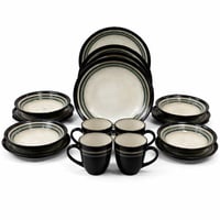 طقم أواني سفرة بورسلان أسود وأوف وايت – تصميم عصري...