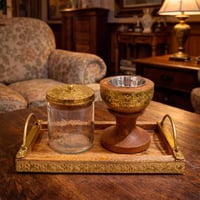 طقم مبخرة مع علبة تخزين على صينية خشبية فاخرة