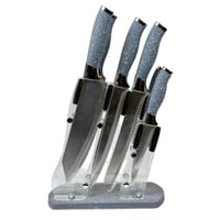 طقم سكاكين مطبخ فاخر مع حامل شفاف – 5 قطع