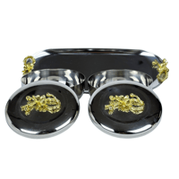 طقم ضيافة استيل فاخر مزخرف بالذهب