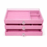 منظم مجوهرات فاخر متعدد الادراج بغطاء شفاف