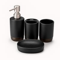 طقم إكسسوارات حمام فاخر بلون أسود مطفي