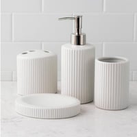 طقم إكسسوارات حمام سيراميك مخطط – 4 قطع