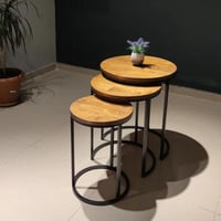 طقم طاولات خدمة جانبية دائرية متداخلة بتصميم عصري...