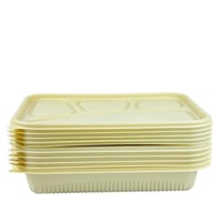 علبة حفظ طعام مستطيلة بغطاء – لون أصفر باستيل