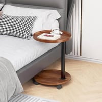 طاولة خدمة دائرية محمولة بعجلات بتصميم أنيق