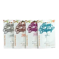 زينة كيك "Happy Birthday" معدنية بألوان متعددة