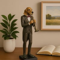 تمثال من الراتينج على شكل كلب مع تصميم أنمي رجولي،...