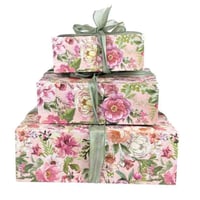 طقم علب هدايا مستطيلة مزخرفة مع أشرطة ساتان