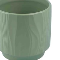 أصيص سيراميك أخضر بنقشة خشبية