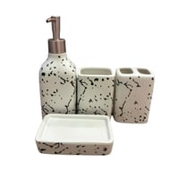 طقم أدوات حمام سيراميك بنقشة رخامية فاخرة