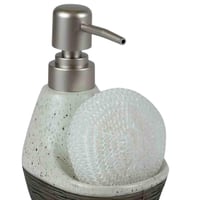 موزع صابون مع حامل إسفنجة – تصميم رخامي بقاعدة خشب...