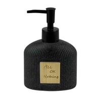 علبة صابون سائل بتصميم رخامي أسود ونقش خشبي