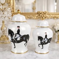 طقم فازات سيراميك بتصميم الفارس والخيول – قطعتين