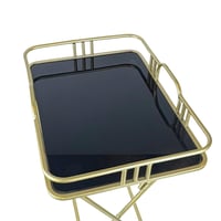 طاولة تقديم معدنية قابلة للطي باللون الذهبي