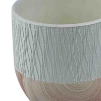 أصيص سيراميك بنقشة خشبية وألوان طبيعية