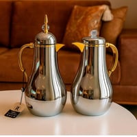 طقم دلال ضيافة فاخرة باللون الفضي مع لمسات ذهبية –...