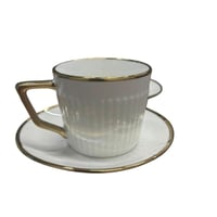 طقم فناجيل قهوة سيراميك فاخر – 6 قطع بحواف ذهبية