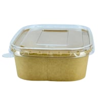 علبة طعام كرافت بغطاء بلاستيكي شفاف