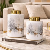 طقم فازات ديكور فاخرة بتصميم الغابة والظباء – أسلو...