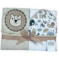 طقم مناشف أطفال بغطاء للرأس – تصميم حيوانات