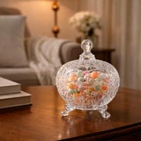 وعاء تقديم زجاجي فاخر بغطاء وقاعدة مرتفعة