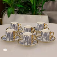طقم اكواب مزخرفة ـ 6 اكواب مع سيسر