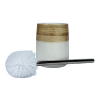 فرشاة حمام مع حامل سيراميك بتصميم خشبي