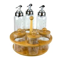 طقم توزيع التوابل والزيوت بتصميم دوار