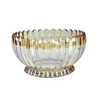 وعاء زجاجي فاخر بلون كهرماني – تصميم مموج أنيق