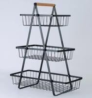 ستاند فواكه معدني بثلاث سلّات-اسود