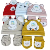 طقم قبعة وقفازات أطفال بتصميم بومة لطيف