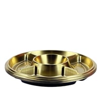 طبق تقديم دائري فاخر بغطاء شفاف – لون ذهبي