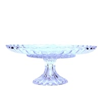 طبق تقديم زجاج شفاف بقاعدة مرتفعة تصميم فاخر