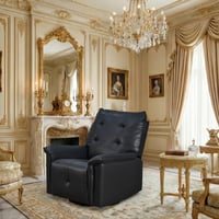 كرسي استرخاء فخم هزار دوار جلد بتصميم عصري أسود