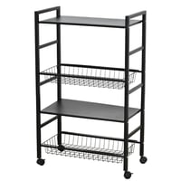 وحدة رفوف متحركة معدنية 4 أدوار أسود