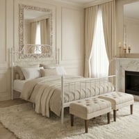 هيكل سرير معدني أبيض 200×140 سم