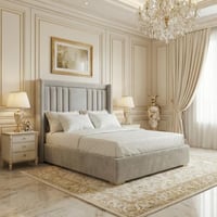 سرير خشبي بتنجيد مخملي فاخر 90×190 سم