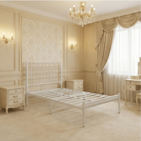 هيكل سرير معدني أبيض 90×190 سم