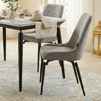 طاولة طعام خشب بأرجل معدنية 4 كراسي رمادي