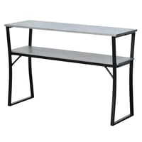 مدخل أستقبال خشبي 2 دور بهيكل معدني رمادي