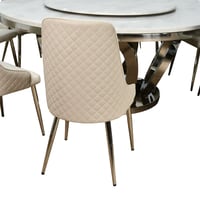 طاولة طعام فاخرة سطح رخام دوار 10 كراسي رمادي