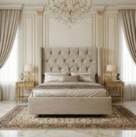 سرير خشبي بتنجيد مخملي فاخر 120×200 سم