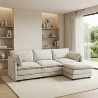 كنبة زاوية مودرن قماش عملية بيج