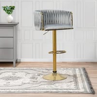 كرسي بار قماش مخمل رمادي