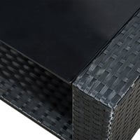 جلسة 4 مقاعد راتان مع طاولة بسطح زجاجي أسود