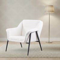 كرسي فردي مودرن مبطن بتنجيد بوكل – لون أبيض ثلجي