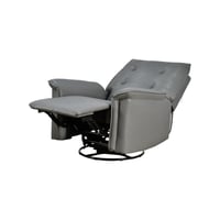 كرسي استرخاء فخم هزار دوار جلد بتصميم عصري رمادي